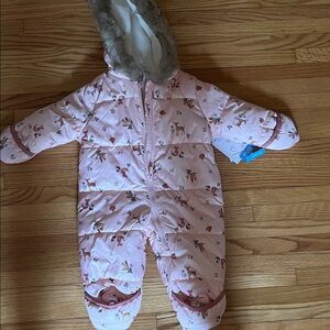 Carter's Pink Patterned Footie Snowsuit